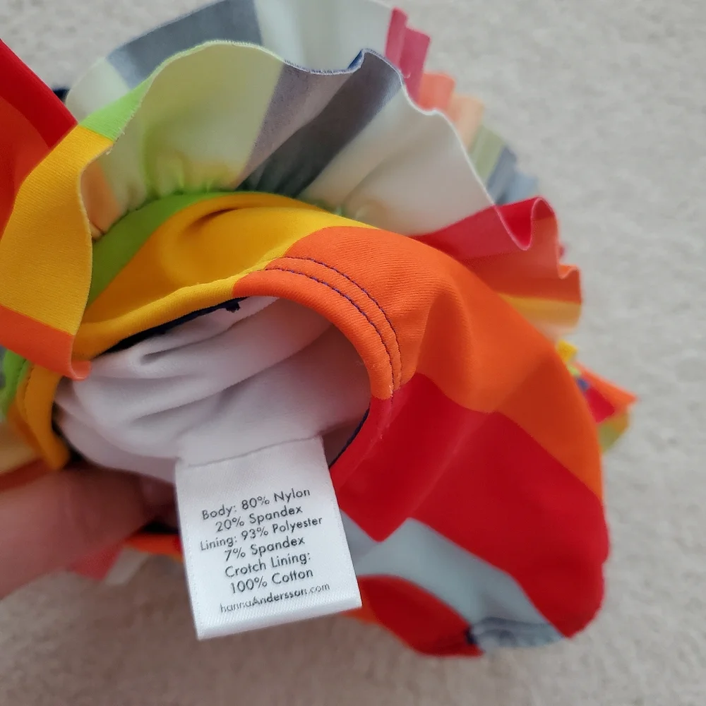 Hanna Andersson Baby Girl One-Piece Swimsuit Multi-Color Rainbow Stripe Sz3-6m